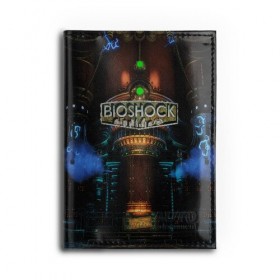 Обложка для автодокументов с принтом BIOSHOCK , натуральная кожа |  размер 19,9*13 см; внутри 4 больших “конверта” для документов и один маленький отдел — туда идеально встанут права | bioshock | bioshock infinite | биошок | букер | элизабет