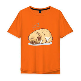 Мужская футболка хлопок Oversize с принтом Спящий мопс , 100% хлопок | свободный крой, круглый ворот, “спинка” длиннее передней части | dog | pug | мопс | пес | псина | собака | собачка | сон | спит | спящий