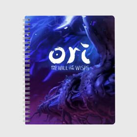 Тетрадь с принтом Ori and the Will of the Wisps , 100% бумага | 48 листов, плотность листов — 60 г/м2, плотность картонной обложки — 250 г/м2. Листы скреплены сбоку удобной пружинной спиралью. Уголки страниц и обложки скругленные. Цвет линий — светло-серый
 | blind | forest | game | games | gumo | kuro | naru | nibel | ori | owl | will | wisps | воля | гумо | игра | игры | куро | лес | нару | нибель | огней | ори | платформер | слепой | совенок