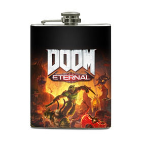 Фляга с принтом DOOM Eternal , металлический корпус | емкость 0,22 л, размер 125 х 94 мм. Виниловая наклейка запечатывается полностью | Тематика изображения на принте: 2019 | bethesda | demon | doom | eternal | ethernal | game | games | logo | monster | runes | демон | дум | дуум | етернал | игра | игры | какодемон | кровь | лого | логотип | монстр | монстры | руны | символ | этернал