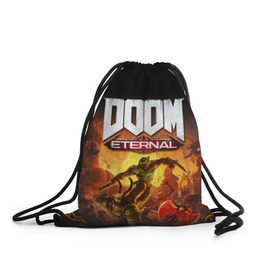 Рюкзак-мешок 3D с принтом DOOM Eternal , 100% полиэстер | плотность ткани — 200 г/м2, размер — 35 х 45 см; лямки — толстые шнурки, застежка на шнуровке, без карманов и подкладки | 2019 | bethesda | demon | doom | eternal | ethernal | game | games | logo | monster | runes | демон | дум | дуум | етернал | игра | игры | какодемон | кровь | лого | логотип | монстр | монстры | руны | символ | этернал