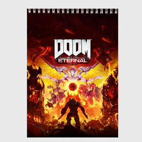 Скетчбук с принтом DOOM Eternal , 100% бумага
 | 48 листов, плотность листов — 100 г/м2, плотность картонной обложки — 250 г/м2. Листы скреплены сверху удобной пружинной спиралью | 2019 | bethesda | demon | doom | eternal | ethernal | game | games | logo | monster | runes | демон | дум | дуум | етернал | игра | игры | какодемон | кровь | лого | логотип | монстр | монстры | руны | символ | этернал