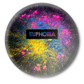 Значок с принтом сериал Euphoria ,  металл | круглая форма, металлическая застежка в виде булавки | zendaya | зендея | ру беннетт | сериал euphoria | эйфория