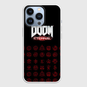 Чехол для iPhone 13 Pro с принтом DOOM Eternal ,  |  | 2019 | bethesda | demon | doom | eternal | ethernal | game | games | logo | monster | runes | демон | дум | дуум | етернал | игра | игры | какодемон | кровь | лого | логотип | монстр | монстры | руны | символ | этернал