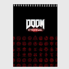 Скетчбук с принтом DOOM Eternal , 100% бумага
 | 48 листов, плотность листов — 100 г/м2, плотность картонной обложки — 250 г/м2. Листы скреплены сверху удобной пружинной спиралью | 2019 | bethesda | demon | doom | eternal | ethernal | game | games | logo | monster | runes | демон | дум | дуум | етернал | игра | игры | какодемон | кровь | лого | логотип | монстр | монстры | руны | символ | этернал