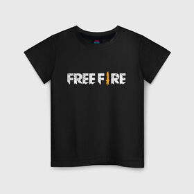 Детская футболка хлопок с принтом Garena Free Fire , 100% хлопок | круглый вырез горловины, полуприлегающий силуэт, длина до линии бедер | Тематика изображения на принте: battlegrounds | fire | free | garena | гарена | фаер | фри