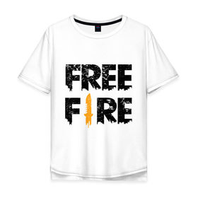 Мужская футболка хлопок Oversize с принтом Free Fire logo , 100% хлопок | свободный крой, круглый ворот, “спинка” длиннее передней части | battlegrounds | fire | free | garena | гарена | фаер | фри