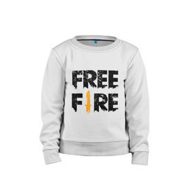 Детский свитшот хлопок с принтом Free Fire logo , 100% хлопок | круглый вырез горловины, эластичные манжеты, пояс и воротник | Тематика изображения на принте: battlegrounds | fire | free | garena | гарена | фаер | фри