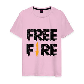 Мужская футболка хлопок с принтом Free Fire logo , 100% хлопок | прямой крой, круглый вырез горловины, длина до линии бедер, слегка спущенное плечо. | battlegrounds | fire | free | garena | гарена | фаер | фри