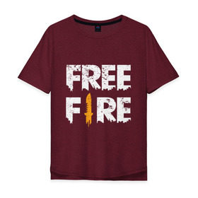 Мужская футболка хлопок Oversize с принтом Free Fire logo , 100% хлопок | свободный крой, круглый ворот, “спинка” длиннее передней части | Тематика изображения на принте: battlegrounds | fire | free | garena | гарена | фаер | фри