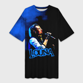 Платье-футболка 3D с принтом Louna ,  |  | louna | tracktor bowling | альтернативный | вит | група | группа | лоуна | лу | луна | лусинэ геворкян | метал | нюметал | панк | панкрок | пилот | рок | ру | серж | трактор боулинг