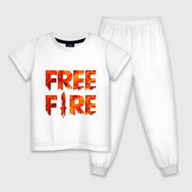 Детская пижама хлопок с принтом Free Fire , 100% хлопок |  брюки и футболка прямого кроя, без карманов, на брюках мягкая резинка на поясе и по низу штанин
 | battlegrounds | fire | free | garena | гарена | фаер | фри