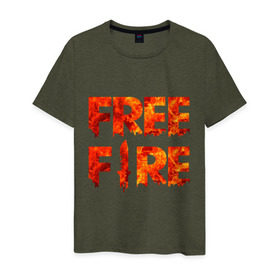 Мужская футболка хлопок с принтом Free Fire , 100% хлопок | прямой крой, круглый вырез горловины, длина до линии бедер, слегка спущенное плечо. | Тематика изображения на принте: battlegrounds | fire | free | garena | гарена | фаер | фри