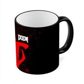 Кружка с принтом DOOM , керамика | ёмкость 330 мл | 2019 | bethesda | demon | doom | eternal | ethernal | game | games | logo | monster | runes | демон | дум | дуум | етернал | игра | игры | какодемон | кровь | лого | логотип | монстр | монстры | руны | символ | этернал