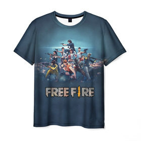 Мужская футболка 3D с принтом Free Fire , 100% полиэфир | прямой крой, круглый вырез горловины, длина до линии бедер | Тематика изображения на принте: battlegrounds | fire | free | garena | гарена | фаер | фри