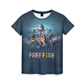 Женская футболка 3D с принтом Free Fire , 100% полиэфир ( синтетическое хлопкоподобное полотно) | прямой крой, круглый вырез горловины, длина до линии бедер | battlegrounds | fire | free | garena | гарена | фаер | фри