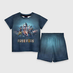 Детский костюм с шортами 3D с принтом Free Fire ,  |  | battlegrounds | fire | free | garena | гарена | фаер | фри