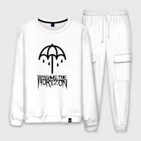 Мужской костюм хлопок с принтом BRING ME THE HORIZON , 100% хлопок | на свитшоте круглая горловина, мягкая резинка по низу. Брюки заужены к низу, на них два вида карманов: два “обычных” по бокам и два объемных, с клапанами, расположенные ниже линии бедра. Брюки с мягкой трикотажной резинкой на поясе и по низу штанин. В поясе для дополнительного комфорта — широкие завязки | bmth | bring me the horizon