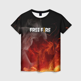 Женская футболка 3D с принтом GARENA FREE FIRE , 100% полиэфир ( синтетическое хлопкоподобное полотно) | прямой крой, круглый вырез горловины, длина до линии бедер | free fire | garena free fire | гарена 3 | гарена фри | гарена фри фаер | гарено. | игра garena