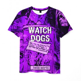 Мужская футболка 3D с принтом WATCH DOGS , 100% полиэфир | прямой крой, круглый вырез горловины, длина до линии бедер | ded sec | hacker | legion | watch dogs | watch dogs 2 | watch dogs legion | легион | хакер