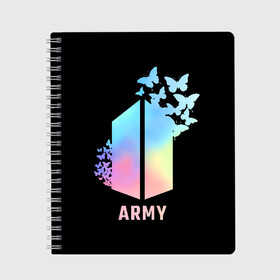 Тетрадь с принтом BTS ARMY , 100% бумага | 48 листов, плотность листов — 60 г/м2, плотность картонной обложки — 250 г/м2. Листы скреплены сбоку удобной пружинной спиралью. Уголки страниц и обложки скругленные. Цвет линий — светло-серый
 | Тематика изображения на принте: army | bangtan boys | beyond the scene | bts | k pop | kpop | love yourself | бтс | к поп