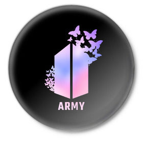 Значок с принтом BTS ARMY ,  металл | круглая форма, металлическая застежка в виде булавки | army | bangtan boys | beyond the scene | bts | k pop | kpop | love yourself | бтс | к поп