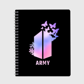 Тетрадь с принтом BTS ARMY , 100% бумага | 48 листов, плотность листов — 60 г/м2, плотность картонной обложки — 250 г/м2. Листы скреплены сбоку удобной пружинной спиралью. Уголки страниц и обложки скругленные. Цвет линий — светло-серый
 | Тематика изображения на принте: army | bangtan boys | beyond the scene | bts | k pop | kpop | love yourself | бтс | к поп