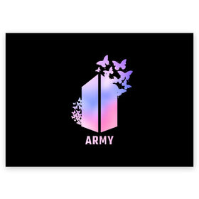 Поздравительная открытка с принтом BTS ARMY , 100% бумага | плотность бумаги 280 г/м2, матовая, на обратной стороне линовка и место для марки
 | Тематика изображения на принте: army | bangtan boys | beyond the scene | bts | k pop | kpop | love yourself | бтс | к поп