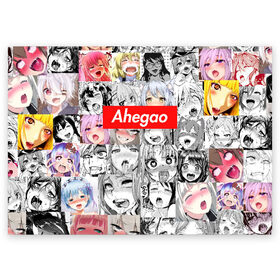 Поздравительная открытка с принтом Ahegao , 100% бумага | плотность бумаги 280 г/м2, матовая, на обратной стороне линовка и место для марки
 | ahegao | anime | cartoon | collage | comic | emotion | faces | girls | inscription | japanese | manga | mouth | multi colored | open | аниме | девушки | коллаж | комикс | лица | мультфильм | надпись | открытый | разноцветный | 
