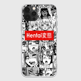 Чехол для iPhone 12 Pro Max с принтом Японская анимация , Силикон |  | ahegao | anime | black   white | cartoon | collage | comic | emotion | faces | girls | hieroglyphs | inscription | japanese | manga | mouth | open | аниме | девушки | иероглифы | коллаж | комикс | лица | мультфильм | надпись | 