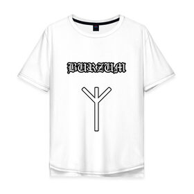 Мужская футболка хлопок Oversize с принтом Burzum Algiz Rune , 100% хлопок | свободный крой, круглый ворот, “спинка” длиннее передней части | Тематика изображения на принте: 