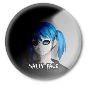 Значок с принтом Sally face ,  металл | круглая форма, металлическая застежка в виде булавки | sally face | маска | сали | салли | салли кромсалли | фейс | фишер