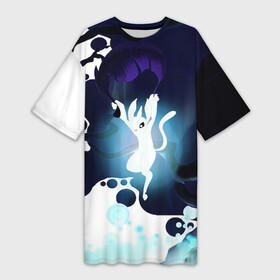 Платье-футболка 3D с принтом Ori and the Blind Forest ,  |  | Тематика изображения на принте: blind forest | ori | sein | белка | гумо | кошка | куро | лиса | нару | непроглядный лес | ори | платформер | птенец | сейн | сова