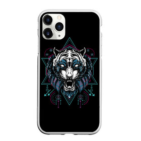 Чехол для iPhone 11 Pro Max матовый с принтом Тигр , Силикон |  | beast | evil | fangs | grin | predator | sacral | signs | tiger | wild | дикий | зверь | злой | знаки | клыки | оскал | сакральные | тигр | хищник