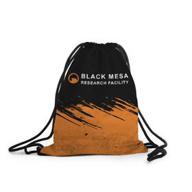 Рюкзак-мешок 3D с принтом BLACK MESA (Half-Life) , 100% полиэстер | плотность ткани — 200 г/м2, размер — 35 х 45 см; лямки — толстые шнурки, застежка на шнуровке, без карманов и подкладки | black | counter | csgo | freeman | gordon | half | half life | halflife | lambda | life | logo | mesa | portal | strike | xen | гордон | контр | лайф | лого | портал | символ | страйк | фримен | халф | халф лайф | халфлайф