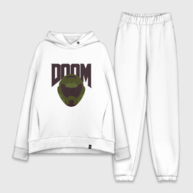 Женский костюм хлопок Oversize с принтом DOOM ,  |  | doom | doom eternal | game | minimalism | игры | минимализм