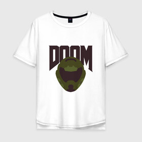 Мужская футболка хлопок Oversize с принтом DOOM , 100% хлопок | свободный крой, круглый ворот, “спинка” длиннее передней части | doom | doom eternal | game | minimalism | игры | минимализм