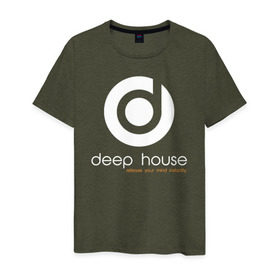 Мужская футболка хлопок с принтом Deep House , 100% хлопок | прямой крой, круглый вырез горловины, длина до линии бедер, слегка спущенное плечо. | Тематика изображения на принте: beats | club | deep | dj | house | music | битс | диждей | дип | звук | клуб | музыка | сет | хаус