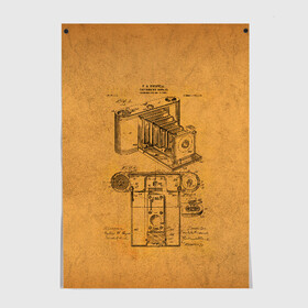 Постер с принтом Photographic Camera Patent , 100% бумага
 | бумага, плотность 150 мг. Матовая, но за счет высокого коэффициента гладкости имеет небольшой блеск и дает на свету блики, но в отличии от глянцевой бумаги не покрыта лаком | patent | идея | история | камера | патент | разработка | фотик | фотоаппарат | фотограф | чертеж | чертежи