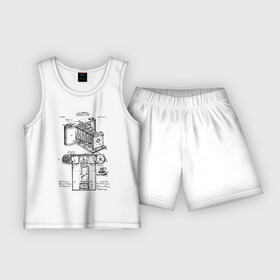 Детская пижама с шортами хлопок с принтом Photographic Camera Patent ,  |  | patent | идея | история | камера | патент | разработка | фотик | фотоаппарат | фотограф | чертеж | чертежи