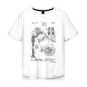 Мужская футболка хлопок Oversize с принтом Patent - Лампа для чтения , 100% хлопок | свободный крой, круглый ворот, “спинка” длиннее передней части | patent | идея | история | книга | лампа | лампочка | патент | разработка | чертеж | чертежи