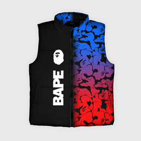 Женский жилет утепленный 3D с принтом BAPE RED AND BLUE ,  |  | a bathing ape | ape bape | bape | bape shark | bape x | monkey bape | pattern bape | streewear. | swag | акула | бэйп | бэйп икс | бэйп шарк | лого | обезьяна бэйп