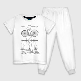 Детская пижама хлопок с принтом Patent - Velocipede , 100% хлопок |  брюки и футболка прямого кроя, без карманов, на брюках мягкая резинка на поясе и по низу штанин
 | patent | велик | велосипед | идея | история | патент | разработка | спорт | туризм | чертеж | чертежи
