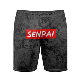 Мужские шорты спортивные с принтом SENPAI  СЕНПАЙ ,  |  | ahegao | kawai | kowai | oppai | otaku | senpai | sugoi | waifu | yandere | ахегао | ковай | отаку | сенпай | яндере