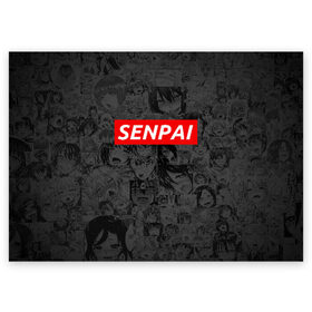 Поздравительная открытка с принтом SENPAI , 100% бумага | плотность бумаги 280 г/м2, матовая, на обратной стороне линовка и место для марки
 | ahegao | kawai | kowai | oppai | otaku | senpai | sugoi | waifu | yandere | ахегао | ковай | отаку | сенпай | яндере