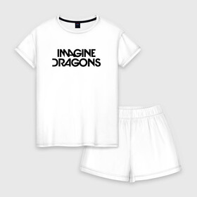 Женская пижама с шортиками хлопок с принтом IMAGINE DRAGONS , 100% хлопок | футболка прямого кроя, шорты свободные с широкой мягкой резинкой | evolve | id | imagine dragons | драконы | ид