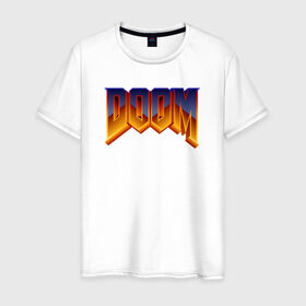 Мужская футболка хлопок с принтом DOOM , 100% хлопок | прямой крой, круглый вырез горловины, длина до линии бедер, слегка спущенное плечо. | Тематика изображения на принте: doom | doom eternal | дум