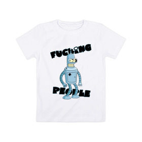Детская футболка хлопок с принтом Futurama Bender , 100% хлопок | круглый вырез горловины, полуприлегающий силуэт, длина до линии бедер | bender | futurama | бендер | футурама