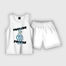 Детская пижама с шортами хлопок с принтом Futurama Bender ,  |  | Тематика изображения на принте: bender | futurama | бендер | футурама