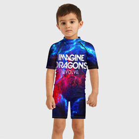 Детский купальный костюм 3D с принтом IMAGINE DRAGONS , Полиэстер 85%, Спандекс 15% | застежка на молнии на спине | evolve | id | imagine dragons | драконы | ид